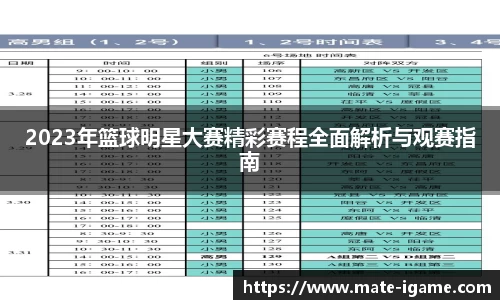 2023年篮球明星大赛精彩赛程全面解析与观赛指南
